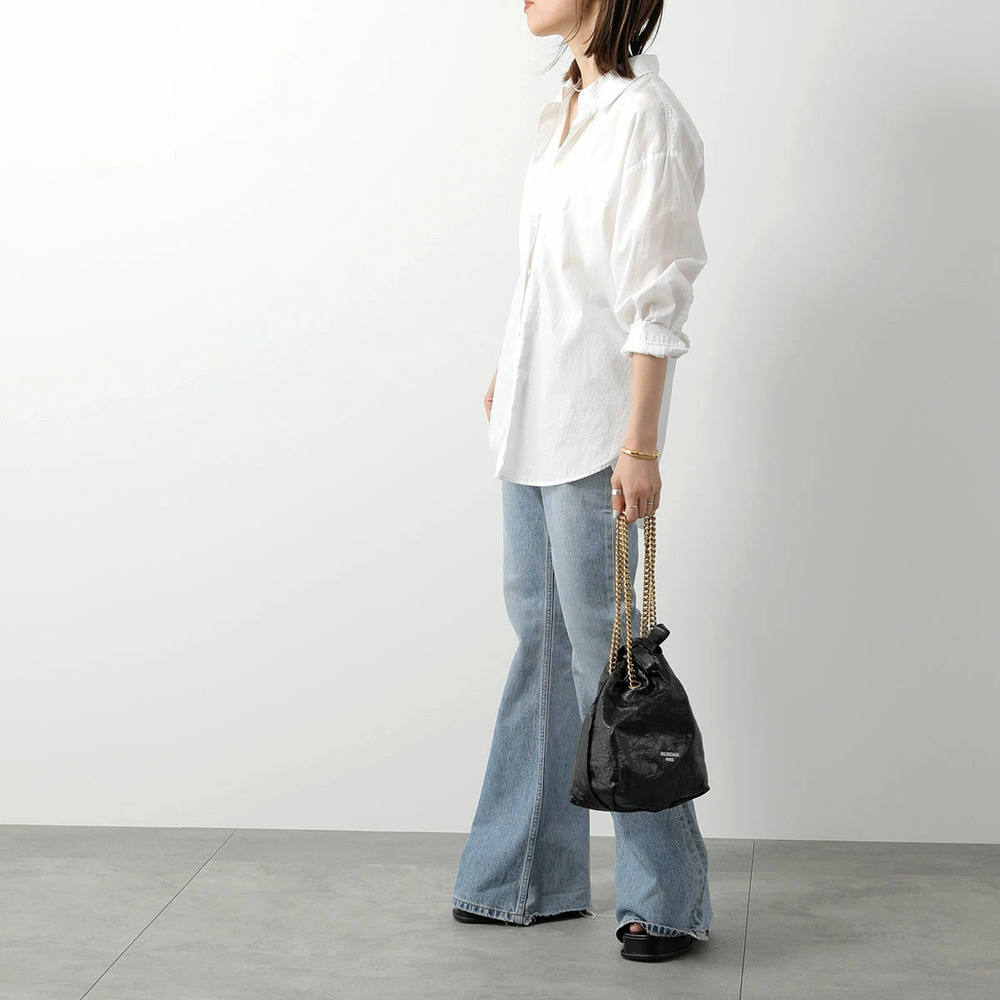 Balenciaga Crush Tote Leather Shoulder Bag BLACK